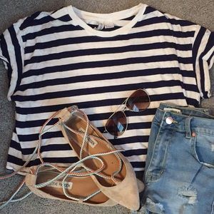 H&M Sailor blue Stripe Crop Top